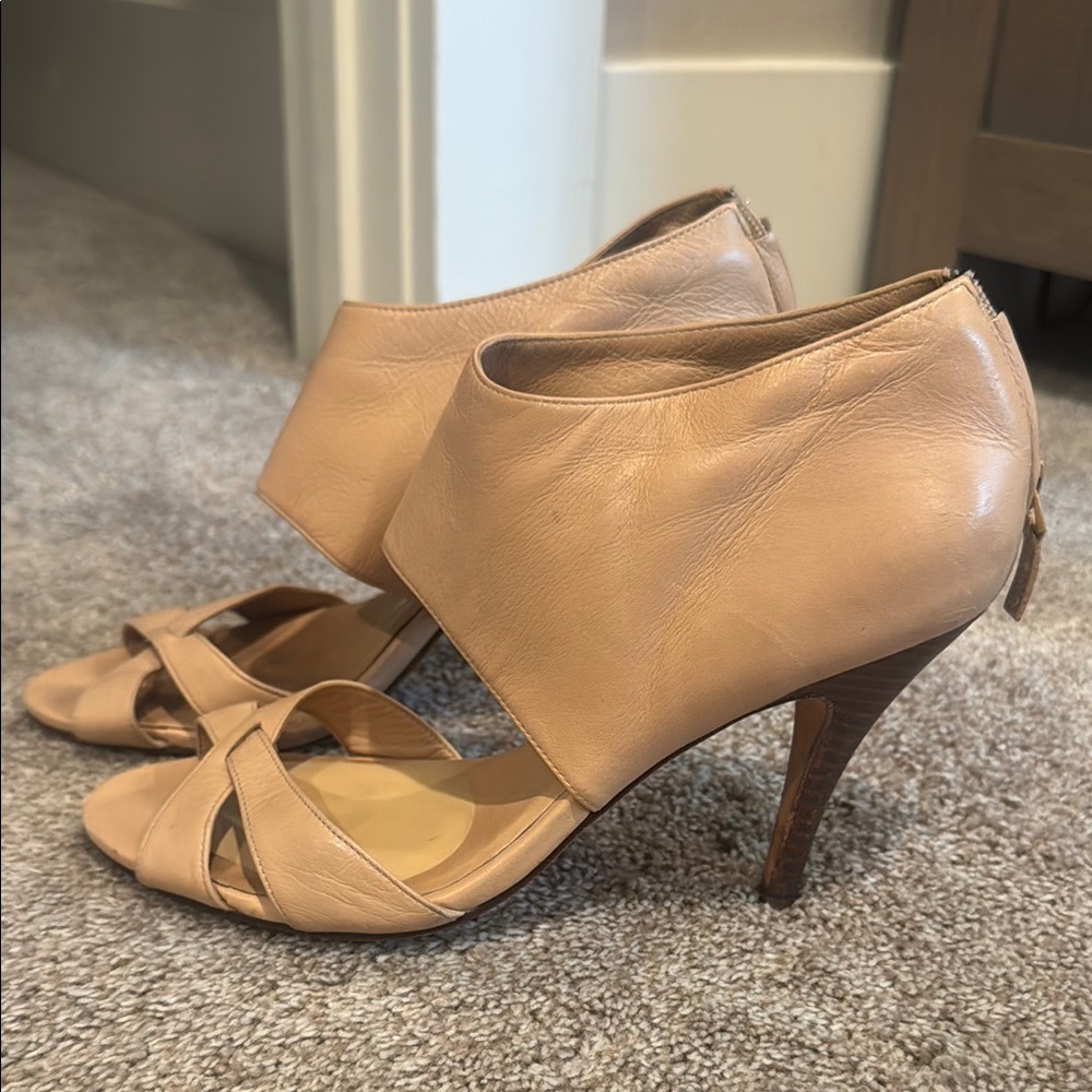 Cole Haan Nike Air Tan Peep-Toe Heels